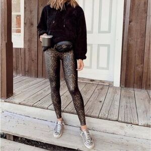 Spanx Faux Leather Leopard Print Leggings Womens Small